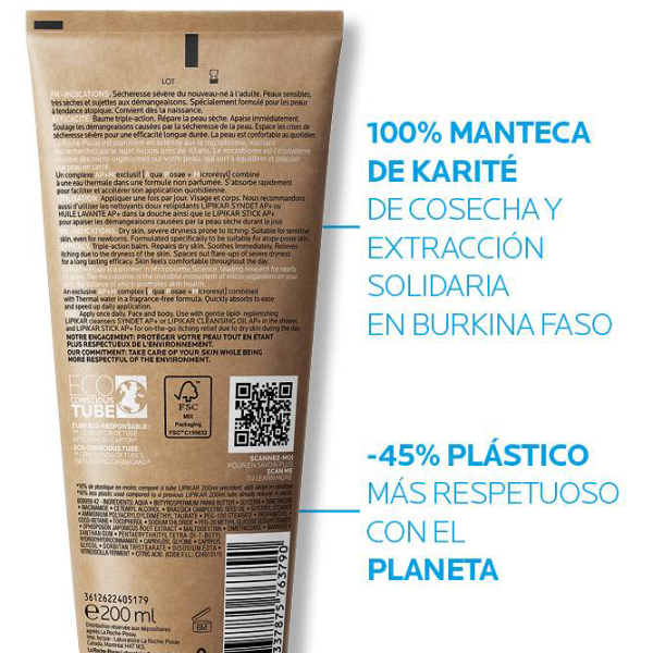 LA ROCHE POSAY LIPIKAR BAUME AP+M CARTON TUBO BÁLSAMO HIDRATANTE CORPORAL PIEL ATÓPICA (200ml)