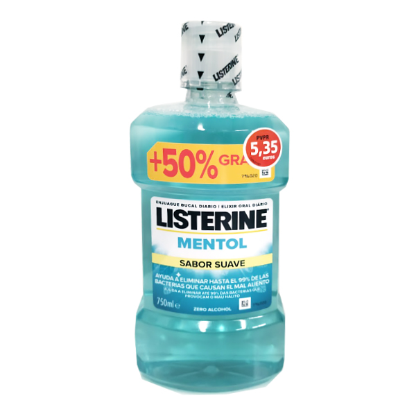 JOHNSON & JOHNSON LISTERINE ZERO MENTOL SUAVE (750ML)