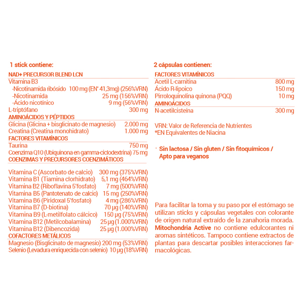 LCN LABORATORIOS MITOCHONDRIA ACTIVE (30 sticks + 60 cápsulas vegetales)
