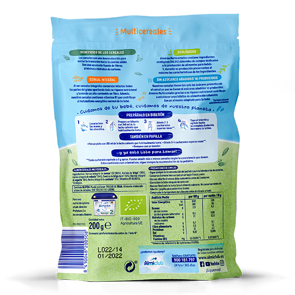 ALMIRON ADVANCE CEREALES ECOLÓGICOS MULTICERALES +6M (200G)