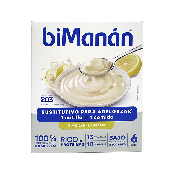 BIMANAN SUSTITUTIVE NATILLA SABOR LIMON (6 UNIDADES) 