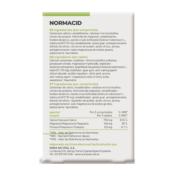 SORIA NATURAL NORMACID 1.320MG (32 COMPRIMIDOS CHUPABLES)