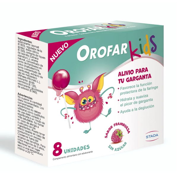 STADA OROFAR KIDS (8 UNIDADES SABOR FRAMBUESA) NOVEDAD!