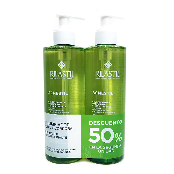 RILASTIL PACK ACNESTIL GEL LIMPIADOR FACIAL Y CORPORAL (400ML x 2 UNIDADES)