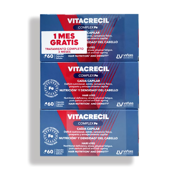 LABORATORIO VIÑAS PACK AHORRO VITACRECIL COMPLEX FE 180 CAPSULAS (3 UNIDADES X 60 COMPRIMIDOS) 1 MES GRATIS!