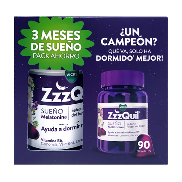 VICKS PACK AHORRO ZZZ QUIL FRUTOS DEL BOSQUE (90 GOMINOLAS)