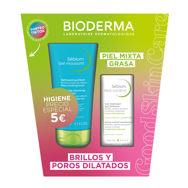 BIODERMA PACK BRILLOS Y POROS DILATADOS (SEBIUM GEL 200ML+ SEBIUM MAT-CONTROL 30ML)