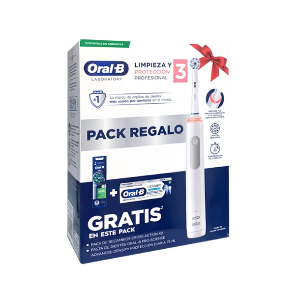 ORAL-B PACK CEPILLO DENTAL LIMPIEZA Y PROTECCION PRO 3 + PASTA DENTAL DENSIFY + RECAMBIOS GRATIS!