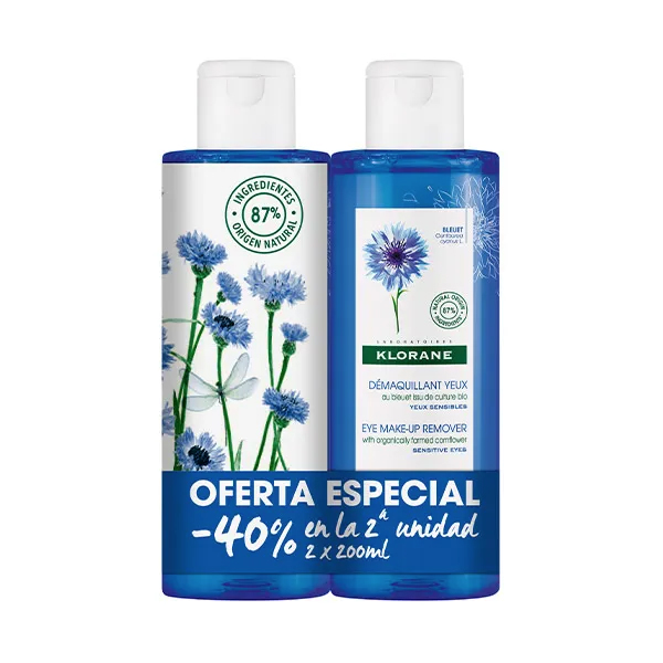 KLORANE PACK DUPLO DESMAQUILLANTE OJOS ACIANO (200MLx 2 UNIDADES)