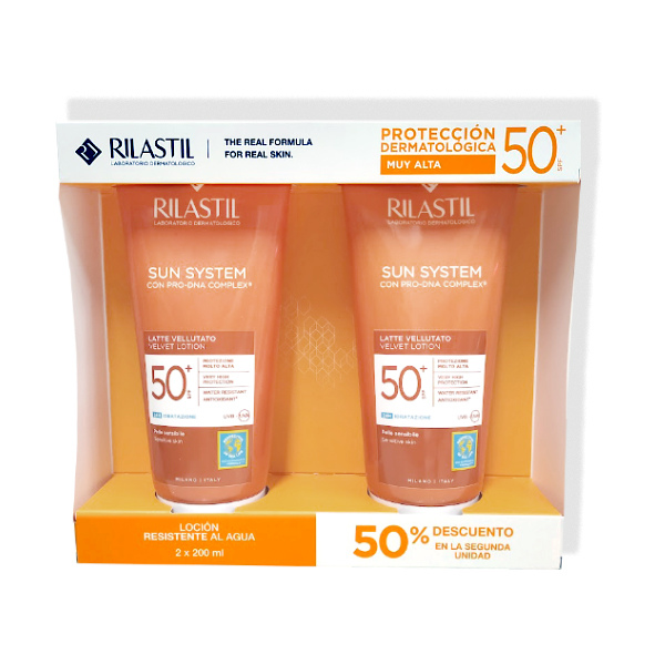 RILASTIL PACK DUPLO SUN SYSTEM 50 LECHE VELLUTO (200ML x 2 UNIDADES)