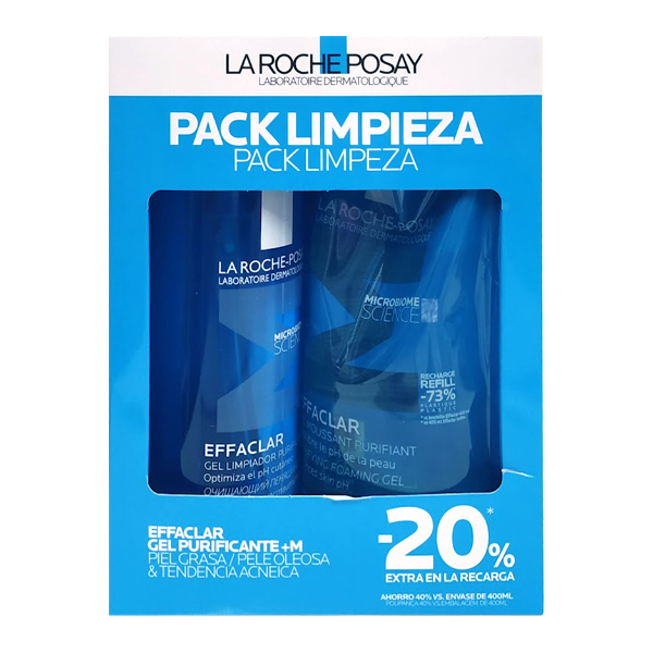 LA ROCHE POSAY PACK EFFACLAR GEL LIMPIADOR PURIFICANTE +M (400ML) + RECARGA (400ML)