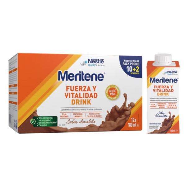 MERITENE PACK FUERZA Y VITALIDAD DRINK CHOCOLATE (12 UDS x 180ML)