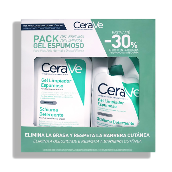 CERAVE PACK GEL LIMPIADOR ESPUMOSO (473ML) + RECARGA (473ML)