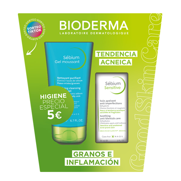 BIODERMA PACK GRANOS E INFLAMACION (SEBIUM SENSITIVE 30ML +SEBIUM GEL LIMPIADOR 200ML)
