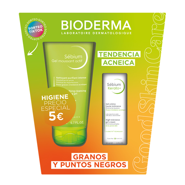 BIODERMA PACK GRANOS Y PUNTOS NEGROS (SEBIUM GEL 200ML + SEBIUM KERATO PLUS 30ML)
