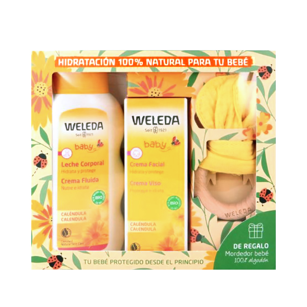 WELEDA SET HIDRATACION BEBE CALENDULA + MORDEDOR DE REGALO!