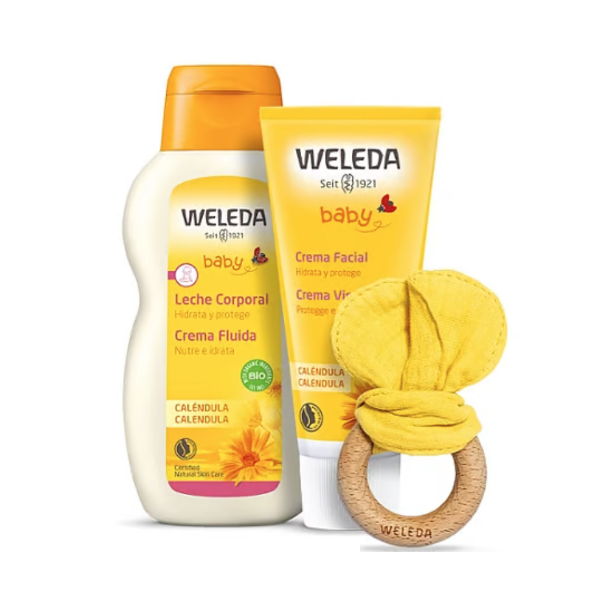WELEDA SET HIDRATACION BEBE CALENDULA + MORDEDOR DE REGALO!
