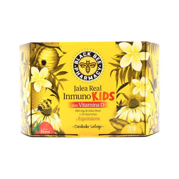 BLACK BEE PHARMACY PACK INMUNO KIDS JALEA REAL 300MG + VIT.D (2 CAJAS X 20 VIALES)