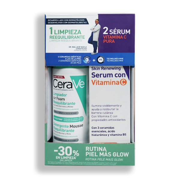 CERAVE PACK LIMPIADOR AIR FOAM (148ML) + SERUM VIT. C 10% (30ML)