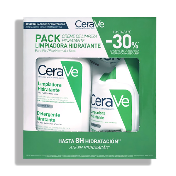 CERAVE PACK LIMPIADOR HIDRATANTE PIEL SECA (473ML) + RECARGA (473ML)