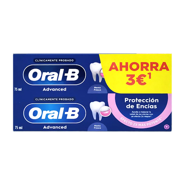 ORAL-B PACK DUPLO PASTA DENTAL ADVANCED PROTECCIÓN ENCIAS (2 UNIDADES x 75ML)