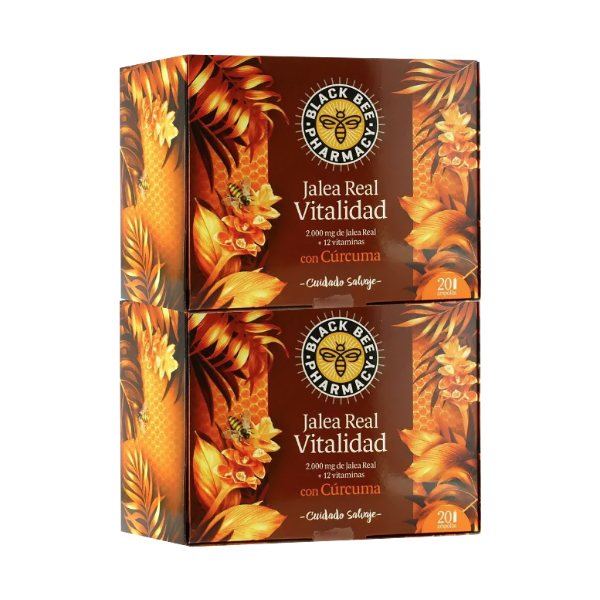 BLACK BEE PHARMACY PACK VITALIDAD JALEA REAL+ CÚRCUMA (2 UNIDADES  x 20 AMPOLLAS)