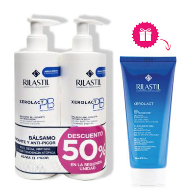 RILASTIL PACK XEROLACT PB BALSAMO ANTI-PICOR (2x400ML) + REGALO: XEROLACT GEL LIMPIADOR SUAVE (200ML)