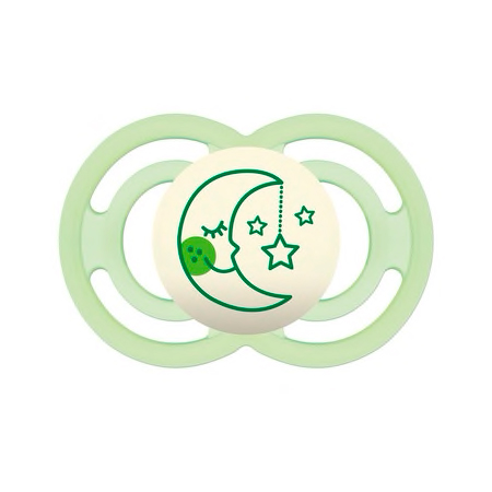 MAM BABY CHUPETE PERFECT NIGHT SILICONA +6M VERDE (1 UNIDAD)