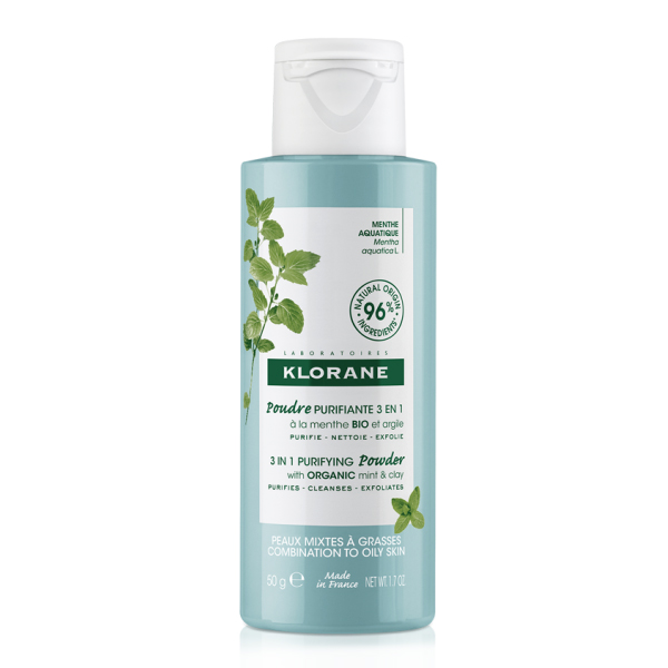 KLORANE POLVO PURIFICANTE 3 EN 1 LIMPIADOR A LA MENTA BIO (50G)