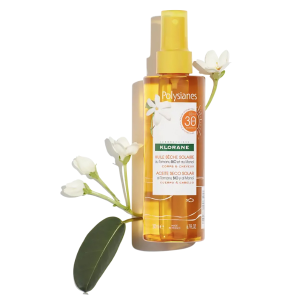 KLORANE POLYSIANES ACEITE SECO SOLAR BIO CUERPO Y PELO MONOÏ SPF30 (200ML) 