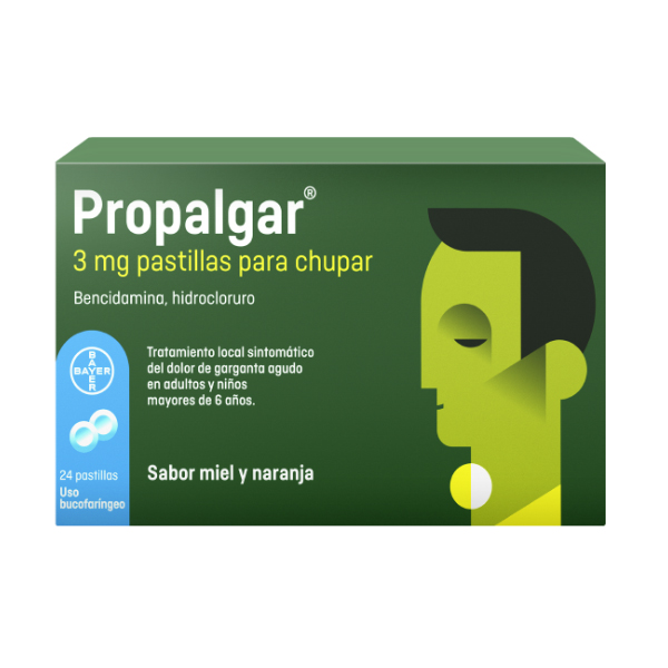 BAYER - MEDICAMENTOS PROPALGAR 3MG 24 PASTILLAS PARA CHUPAR (SABOR MIEL Y NARANJA)