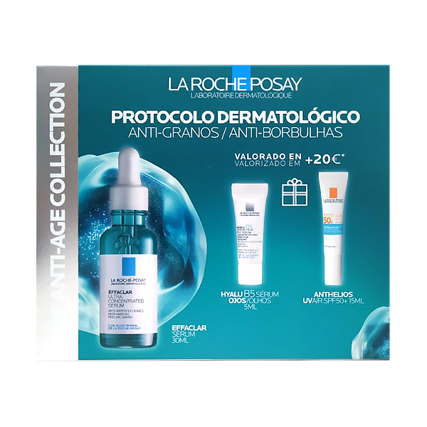 LA ROCHE POSAY PROTOCOLO ANTIGRANOS EFFACLAR ULTRA CONCENTRATED SERUM (30ML) +HYALU B SERUM OJOS (5ML) + ANTHELIOS UVAir SPF50 (15ML) REGALO!