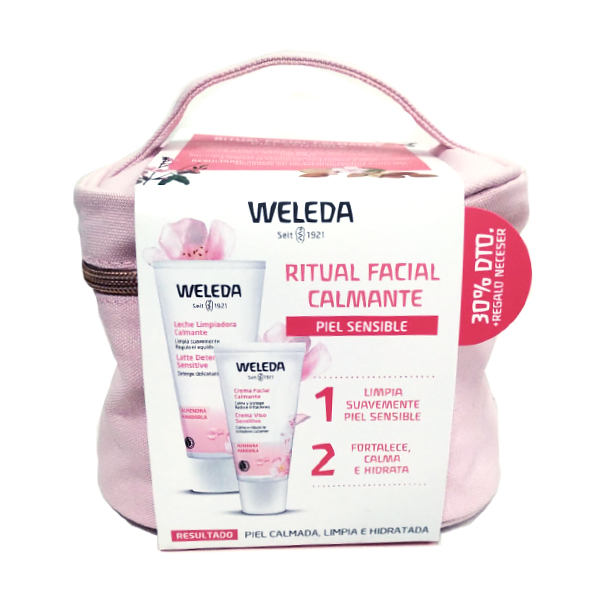 WELEDA RITUAL FACIAL CALMANTE PIEL SENSIBLE (LECHE LIMPIADORA+CREMA FACIAL+ NECESER) 