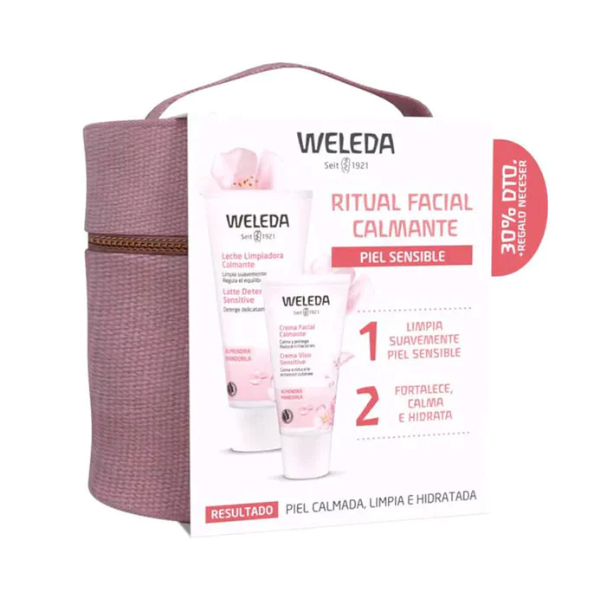 WELEDA RITUAL FACIAL CALMANTE PIEL SENSIBLE (LECHE LIMPIADORA+CREMA FACIAL+ NECESER) 