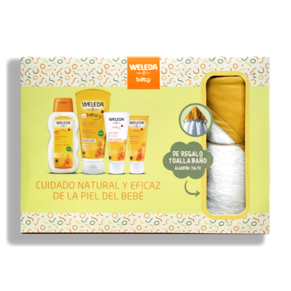 WELEDA SET DE BIENVENIDA BABY CREMA (50ML) + BAÑO (200ML) + PAÑAL (75ML) + ACEITE (200ML) + TOALLA BAÑO REGALO!