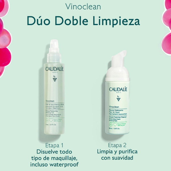 CAUDALIE SET VINOCLEAN DUO ACEITE DESMAQUILLANTE (75ML) + MOUSSE DESMAQUILLANTE (50ML)