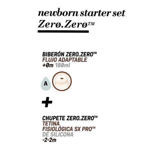 SUAVINEX SET ZERO ZERO BIBERÓN (180ML) + CHUPETE -2-2M (COLOR DEEP)