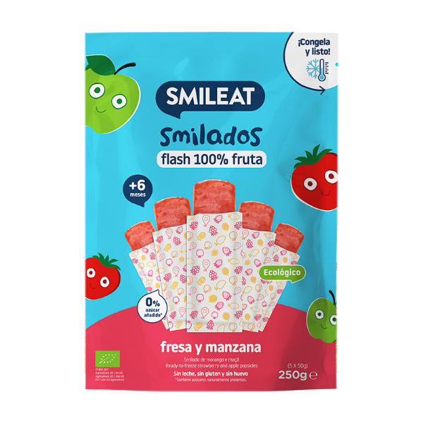 SMILEAT SMILADOS FLASH 100% FRUTA FRESA Y MANZANA (5UDS)