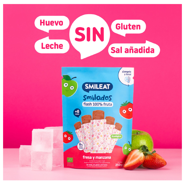SMILEAT SMILADOS FLASH 100% FRUTA FRESA Y MANZANA (5UDS)