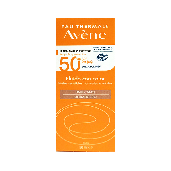 AVÈNE Solar FLUIDO CON COLOR UNIFICANTE SPF50 + LUZ AZUL (50ml) 