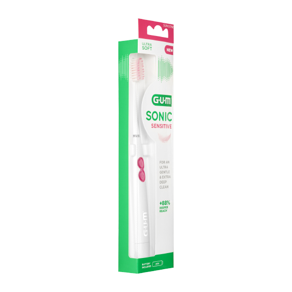 GUM SONIC SENSITIVE CEPILLO PILAS SUAVE ROSA