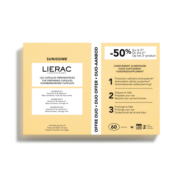 LIERAC SUNISSIME DUO CAPSULAS PREPARADORAS DE BRONCEADO (2 UNIDADES x 30caps)
