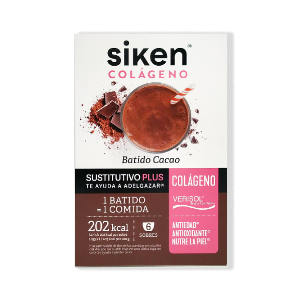 SIKEN SUSTITUTIVO BATIDO PLUS COLÁGENO SABOR CHOCOLATE (6 SOBRES)