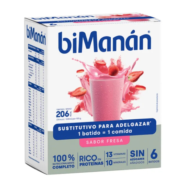 BIMANAN SUSTITUTIVE BATIDO SABOR FRESA (6 SOBRES) 