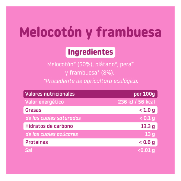 SMILEAT TARRITO MELOCOTON Y FRAMBUESA ECO +6M  (130G)