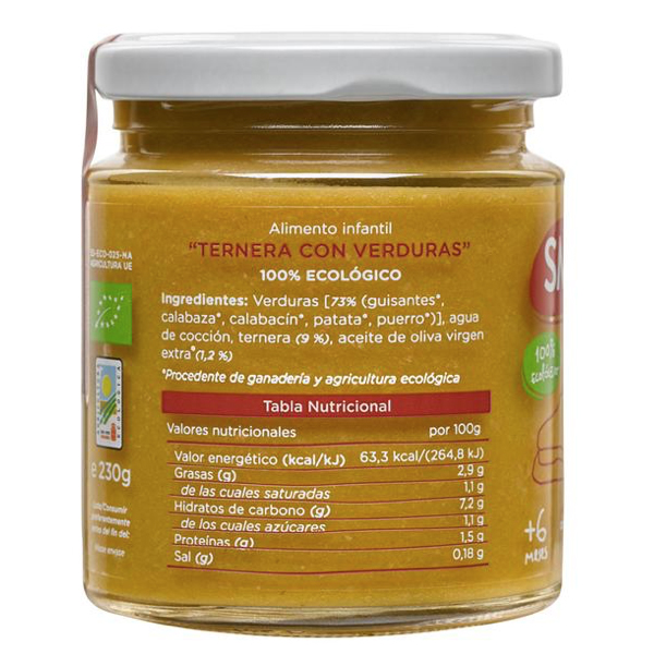 SMILEAT TARRITO TERNERA CON VERDURAS ECO +6M (230G)