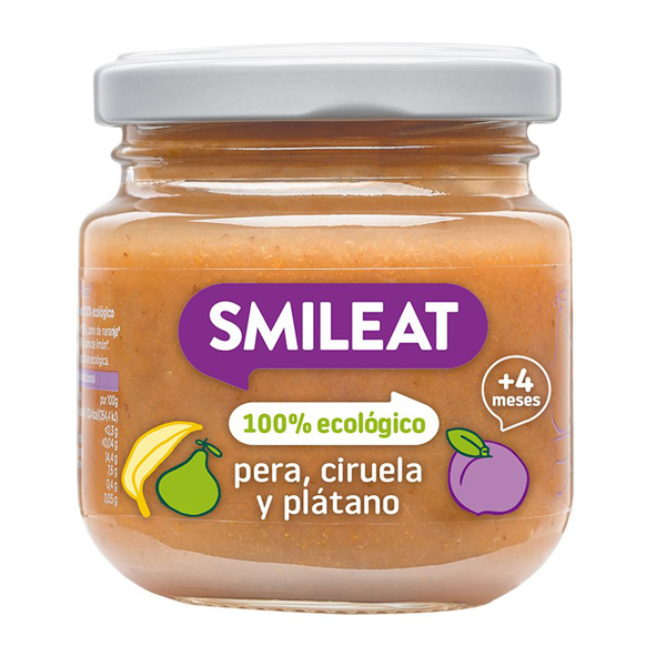 SMILEAT TARRITO PERA,PLÁTANO Y CIRUELA ECO +6M (130G)