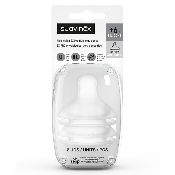 SUAVINEX TETINA SX PRO SILICONA FISIOLOGICA FLUJO XL PAPILLA (2 UNIDADES)