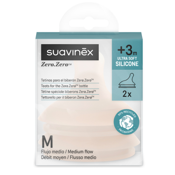 SUAVINEX TETINA ZERO.ZERO ANTICÓLICO SILICONA FLUJO M +0M (1 UNIDAD)