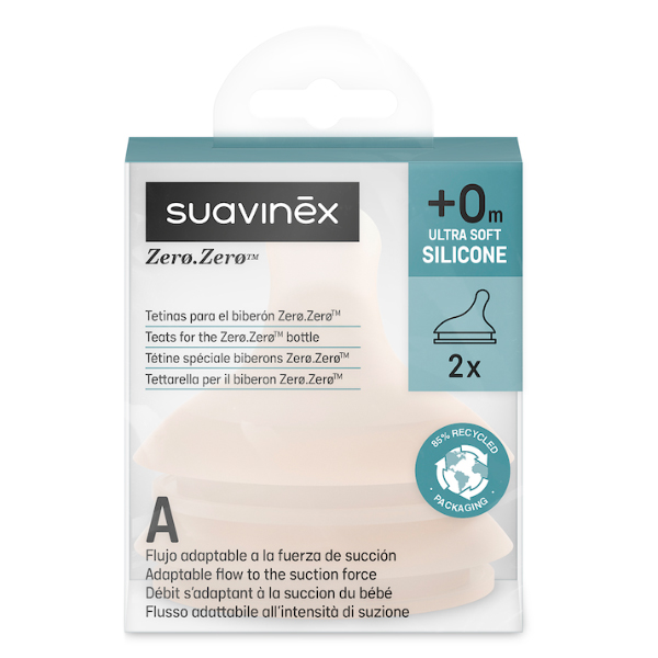 SUAVINEX TETINA ZERO.ZERO ANTICÓLICO SILICONA LACTANCIA MIXTA FLUJO A +0M (1 UNIDAD)